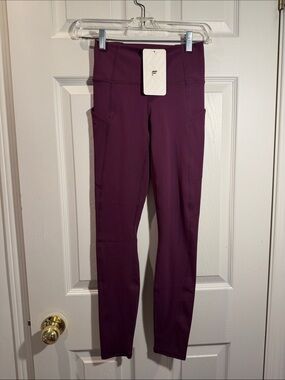 Fabletics Deep Plum High-Waist Leggings with Side Pockets